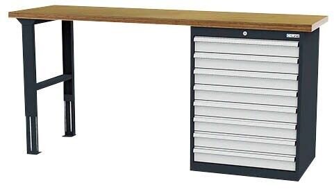 Simplaflex® Systemeinrichter Werkbank C-Line anthrazit, RAL 7016, lichtgrau, RAL 7035 8 Schubladen 200,0 x 60,0 x 96,0 cm