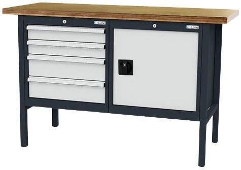 Simplaflex® Systemeinrichter Werkbank C-Line anthrazit, RAL 7016, lichtgrau, RAL 7035 4 Schubladen 150,0 x 60,0 x 96,0 cm