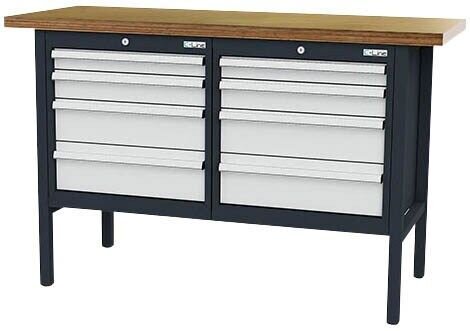 Simplaflex® Systemeinrichter Werkbank C-Line anthrazit, RAL 7016, lichtgrau, RAL 7035 8 Schubladen 150,0 x 60,0 x 96,0 cm