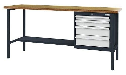 Simplaflex® Systemeinrichter Werkbank C-Line anthrazit, RAL 7016, lichtgrau, RAL 7035 4 Schubladen 200,0 x 60,0 x 96,0 cm