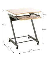 HAKU Möbel PC-Tisch mit Rollen eiche hell 60,0 x 49,0 x 75,0 cm