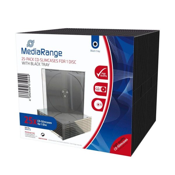 MediaRange 1er CD-/DVD-Hüllen Slimcases schwarz, 25 St.