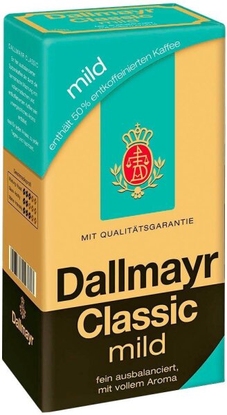 Dallmayr Classic Mild Kaffee, gemahlen, Arabicabohnen mild, 500 g