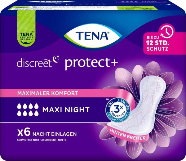 TENA Slipeinlagen discreet protect+ MAXI NIGHT, 6 St.