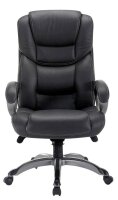 XXL Chefsessel, BT-9142L Kunstleder schwarz, Gestell silber
