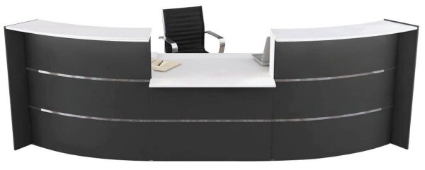 Kerkmann Empfangstheke BARI gebogen, anthrazit, weiß 357,5 x 122,5 x 112,0 cm