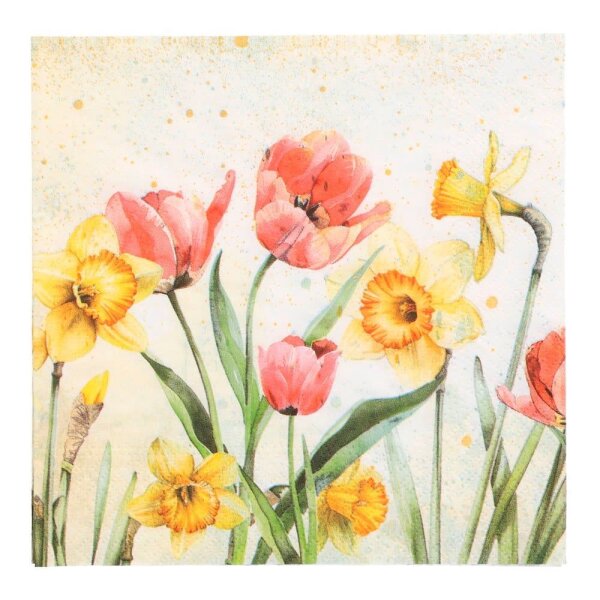 PAPSTAR Servietten Tulips & Daffodils Blumen- und Blüten 100 St.