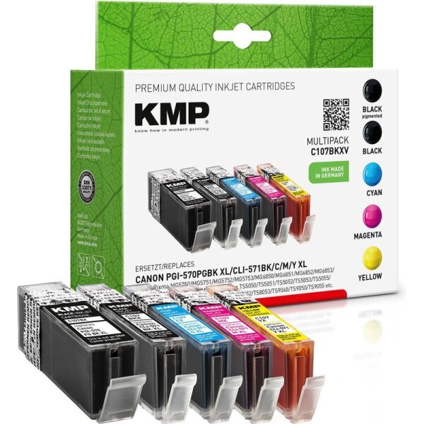 KMP C107BKXV  2x schwarz, 1x cyan, 1x magenta, 1x gelb Druckerpatronen kompatibe