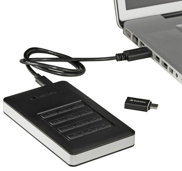 verbatim Store n Go Secure Portable 2 TB externe HDD-Festplatte schwarz, silbe