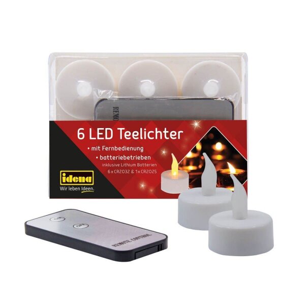 6 Idena LED-Teelichter weiß