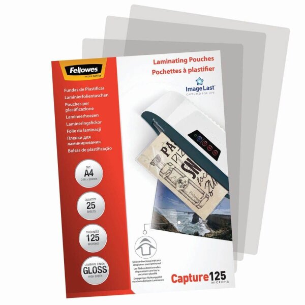 Fellowes Laminierfolien Capture125 ImageLast glänzend für A4 125 micron, 25 St.