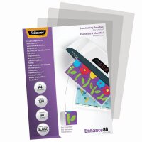 Fellowes Laminierfolien Enhance80 glänzend für A4 80 micron Universal-Lochung, 100 St.