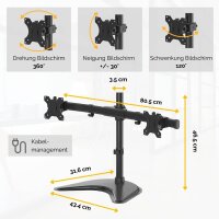 Fellowes Monitor-Halterung Seasa 8043701 schwarz für 2 Monitore, Tischständer