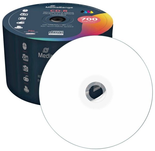 MediaRange CD-R 700 MB bedruckbar, 50 St.