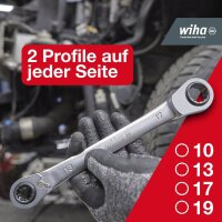 Wiha Doppel-Ringratschenschlüssel 45421 10 / 13 / 17 / 19 mm, 1 St.
