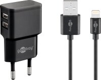 goobay Ladekabel mit Adapter schwarz, 12 Watt