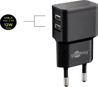 goobay Ladekabel mit Adapter schwarz, 12 Watt