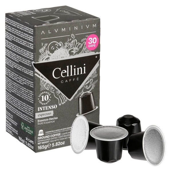 Cellini ESPRESSO INTENSO Kaffeekapseln, Arabica- und Robustabohnen kräftig, 30 P