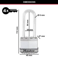 Master Lock® Vorhängeschloss M1EURDLJ silber, 1 St.