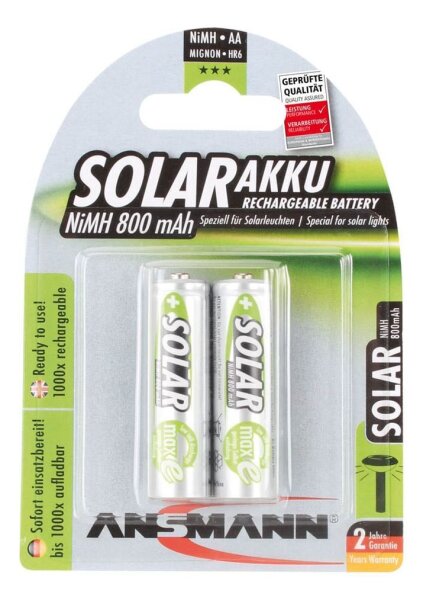 ANSMANN Akkus Solar Ni-MH Mignon AA 800 mAh, 2 St.