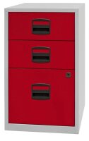 BISLEY Home Standcontainer lichtgrau, kardinalrot 3 Auszüge Kunststoff-Muldengriff schwarz 41,3 x 40,0 x 67,2 cm