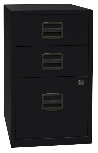BISLEY Home Standcontainer schwarz 3 Auszüge Kunststoff-Muldengriff schwarz 41,3 x 40,0 x 67,2 cm