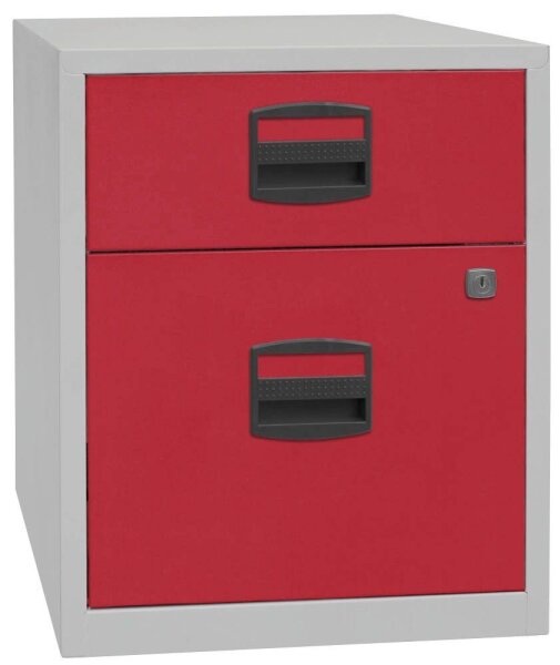 BISLEY Home Rollcontainer lichtgrau, kardinalrot 2 Auszüge 41,3 x 40,0 x 52,8 cm