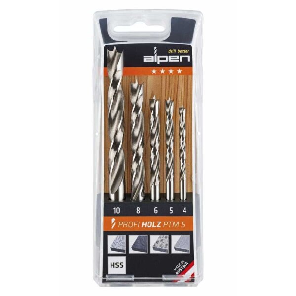alpen Holzbohrer-Set Profi PTM 5, 5-tlg.