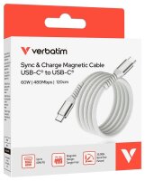 verbatim Sync & Charge magnetisches Ladekabel grau, Kabellänge: 1,2 m, 60 W