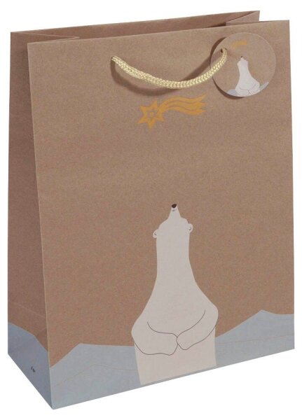 5 SIGEL Geschenktüten Polar bear with shooting star Motiv 26,0 x 33,0 cm
