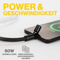 Aqiila® LANYARD Handykette Ladekabel schwarz, Kabellänge: 0,3 - 1,5 m, 60 Watt