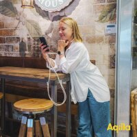 Aqiila® LANYARD Handykette Ladekabel sand, Kabellänge: 0,3 - 1,5 m, 60 Watt