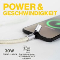 Aqiila® LANYARD Handykette Ladekabel sand, Kabellänge: 0,3 - 1,5 m, 30 Watt