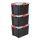 IRIS Ohyama AT-SD BkR/C/D.Red Aufbewahrungsboxen 3x 20,0 l schwarz, transparent, rot 29,0 x 39,0 x 26,0 cm, 3 St.