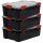 IRIS Ohyama AT-LS BkR/C/D.Red Aufbewahrungsboxen 3x 30,0 l schwarz, transparent, rot 29,0 x 39,0 x 19,1 cm, 3 St.