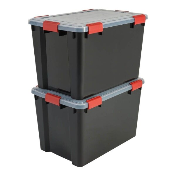 IRIS Ohyama AT-LD BkR/C/D.Red Aufbewahrungsboxen 2x 70,0 l schwarz, transparent, rot 29,0 x 59,0 x 38,0 cm, 2 St.