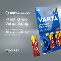 VARTA Batterien LONGLIFE Max Power Alkali-Mangan Mignon AA 1,5 V, 4 St.