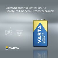 VARTA Batterie LONGLIFE Power Alkali-Mangan E-Block 9,0 V, 1 St.
