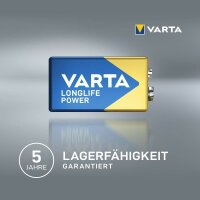 VARTA Batterie LONGLIFE Power Alkali-Mangan E-Block 9,0 V, 1 St.