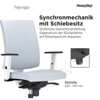 Nowy Styl Bürostuhl Navigo Stoff grau, Gestell weiß