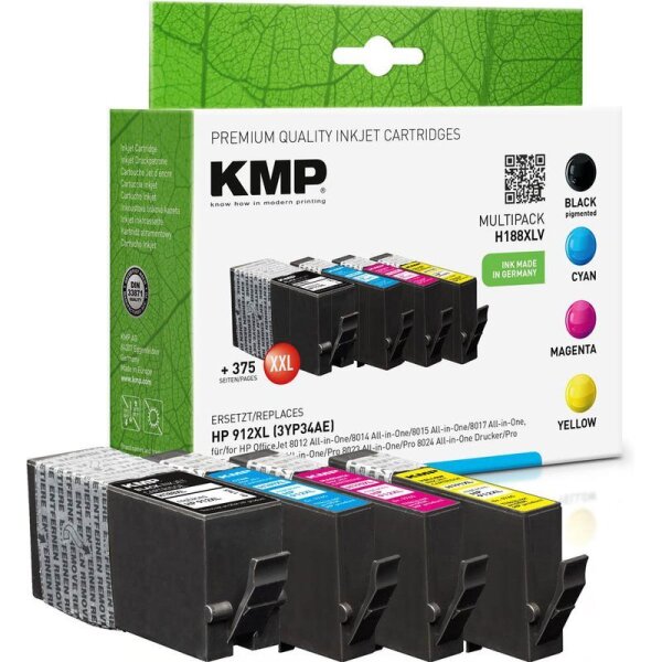 KMP H188XLV  schwarz, cyan, magenta, gelb Druckerpatronen kompatibel zu HP 912XL