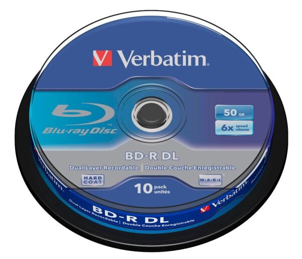 verbatim Blu-ray BD-R 50 GB Double Layer, 10 St.