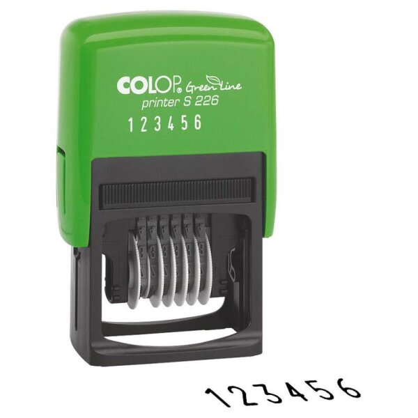 COLOP Ziffernstempel Green Line Printer S226 selbstfärbend schwarz ohne Logo, 1