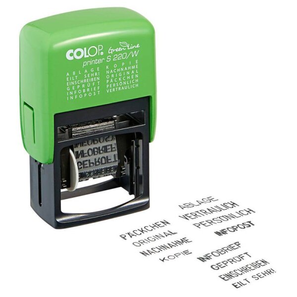 COLOP Textstempel Green Line Printer 220/W selbstfärbend schwarz ohne Logo, 1 St