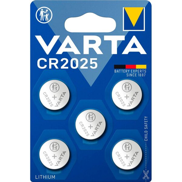 VARTA Knopfzellen CR2025 Lithium 3,0 V, 5 St.