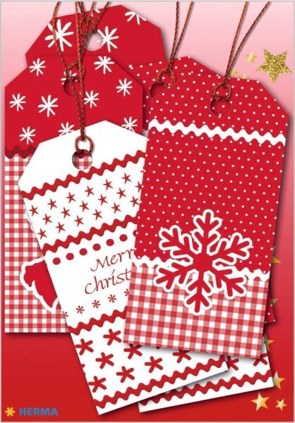 HERMA Geschenkanhänger rot/weiß White Christmas 6 St.
