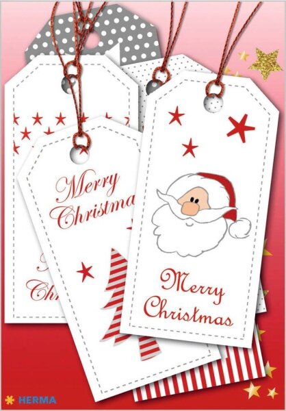 HERMA Geschenkanhänger weiß/rot Xmas 6 St.