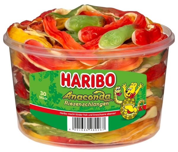 HARIBO Anaconda Riesenschlangen Fruchtgummi 1,2 kg, 30 St.