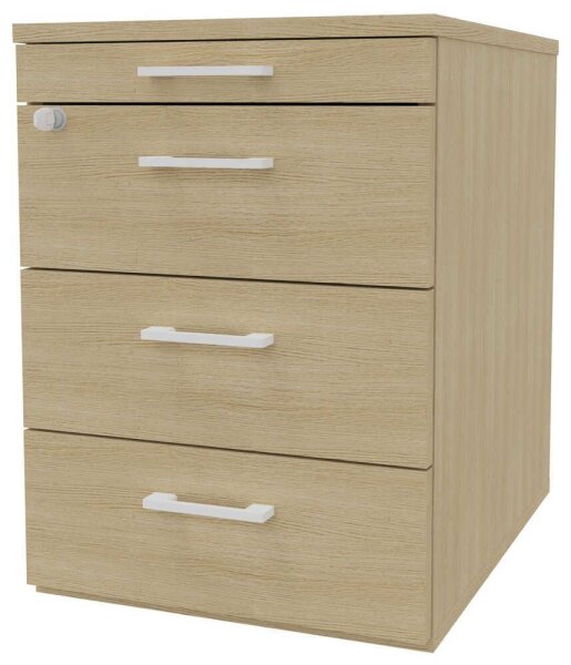 Quadrifoglio Standcontainer eiche 3 Auszüge Kunststoff-Bügelgriff silber 42,0 x 56,0 x 58,0 cm