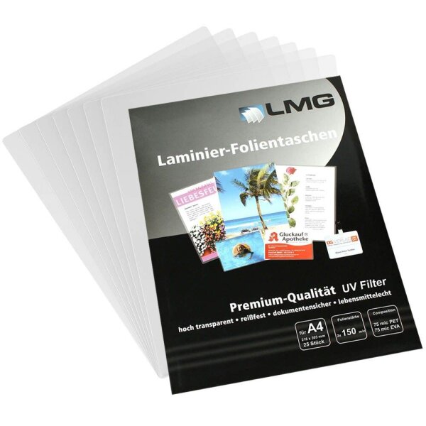 LMG Laminierfolien glänzend für A4 150 micron, 25 St.